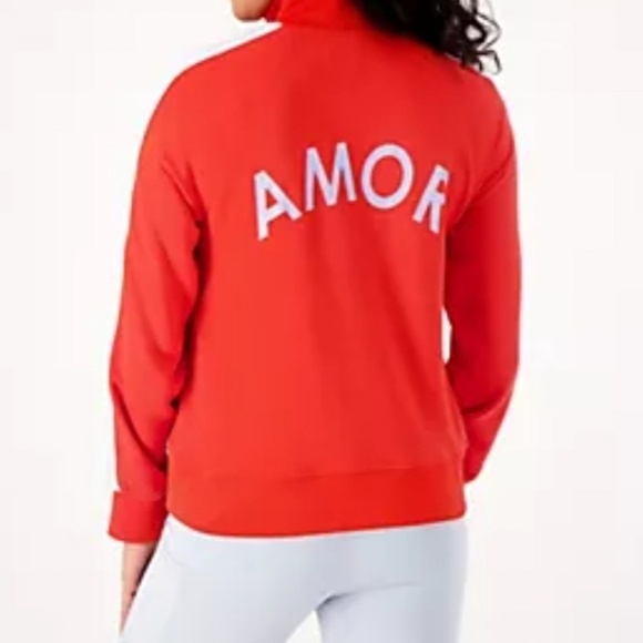 Gaby Espino x Peace Love World Women's Zip-Up Track Jacket, Red & White, Size XL - Picture 3 of 14